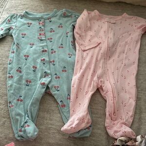 Carter's Cherry Print Footies - Pink and Blue